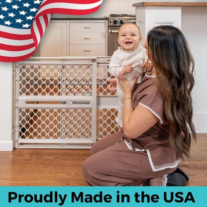Supergate Ergo Baby Gate: Plastic Baby Gate for Stairs & Doorways - Adjustable Indoor Safety Gate - Made in USA - 26 to 42 Inches Wide - 26 Inches Tall - Sand