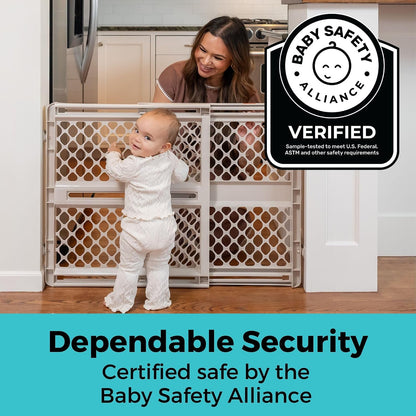 Supergate Ergo Baby Gate: Plastic Baby Gate for Stairs & Doorways - Adjustable Indoor Safety Gate - Made in USA - 26 to 42 Inches Wide - 26 Inches Tall - Sand