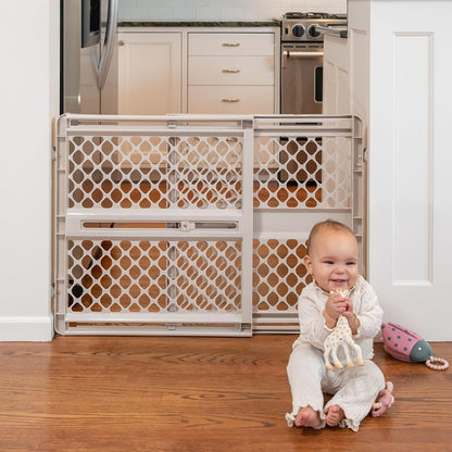 Supergate Ergo Baby Gate: Plastic Baby Gate for Stairs & Doorways - Adjustable Indoor Safety Gate - Made in USA - 26 to 42 Inches Wide - 26 Inches Tall - Sand