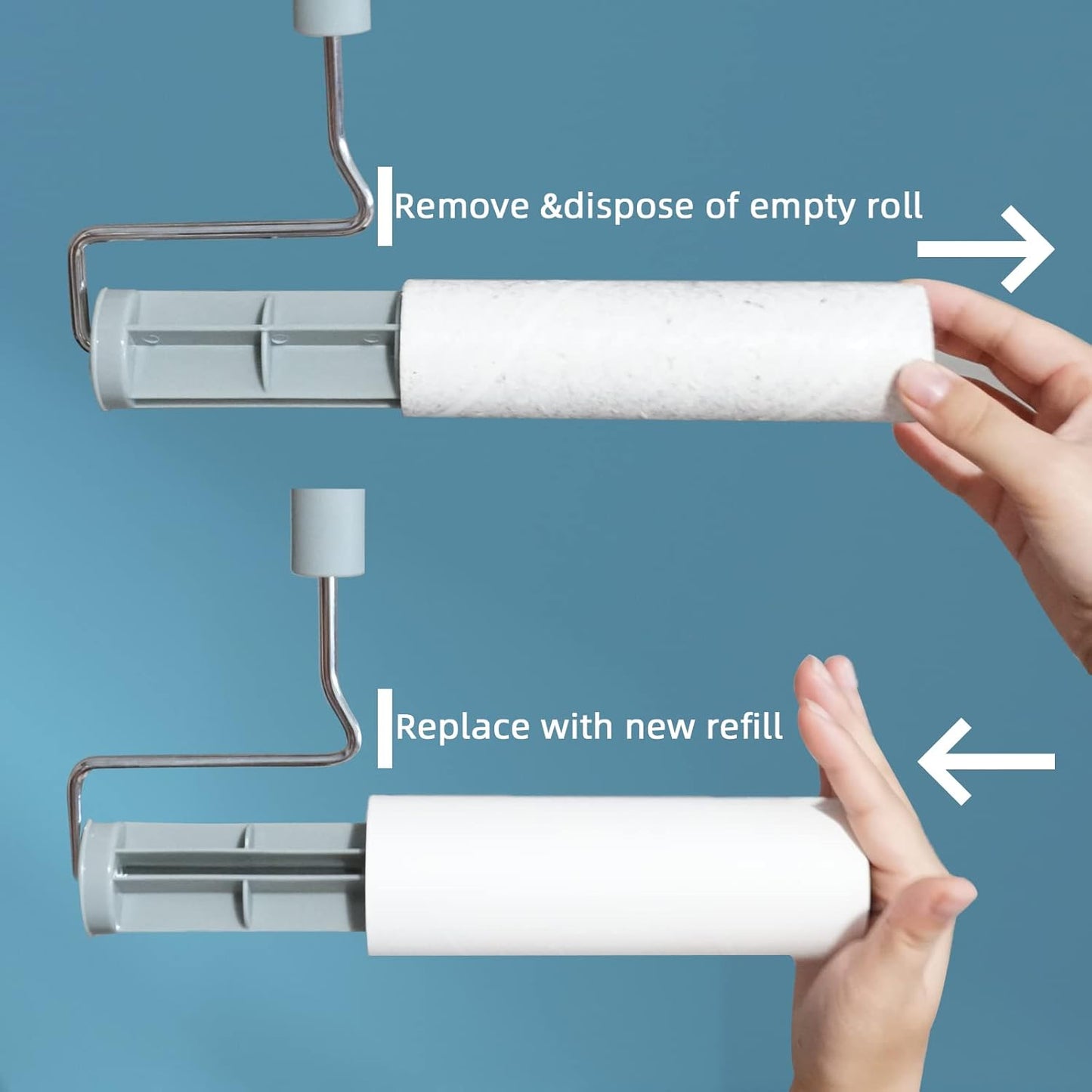 Extra Sticky Large Surface Lint Roller, 6.3'' Giant Lint Roller for Pet Hair, Lint Remover Roller for Cat Hair, Clothes, Furniture (1 Handle + 450 Sheets)