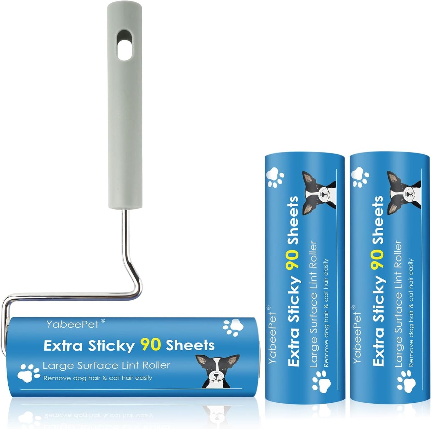 Extra Sticky Large Surface Lint Roller, 6.3'' Giant Lint Roller for Pet Hair, Lint Remover Roller for Cat Hair, Clothes, Furniture (1 Handle + 450 Sheets)