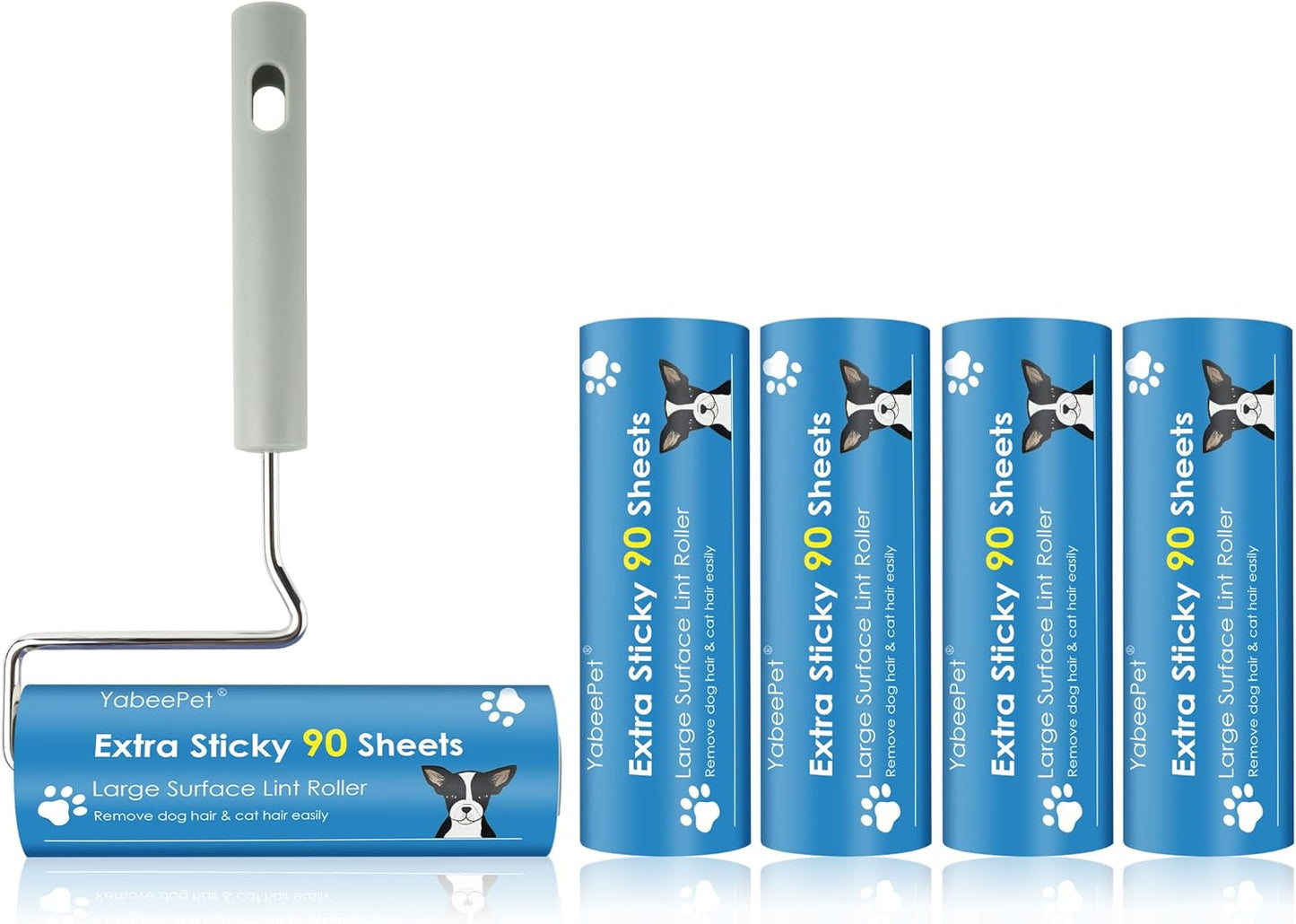 Extra Sticky Large Surface Lint Roller, 6.3'' Giant Lint Roller for Pet Hair, Lint Remover Roller for Cat Hair, Clothes, Furniture (1 Handle + 450 Sheets)