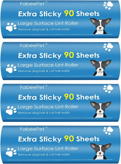 Extra Sticky Large Surface Lint Roller, 6.3'' Giant Lint Roller for Pet Hair, Lint Remover Roller for Cat Hair, Clothes, Furniture (1 Handle + 450 Sheets)