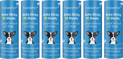 Extra Sticky Large Surface Lint Roller, 6.3'' Giant Lint Roller for Pet Hair, Lint Remover Roller for Cat Hair, Clothes, Furniture (1 Handle + 450 Sheets)