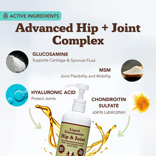 Liquid Glucosamine Hip & Joint Oil for Dogs, 16 oz, Extra Strength Cartilage & Joint Support, Helps Mobility and Eases Occasional Stiffness, Dog Vitamins & Supplements