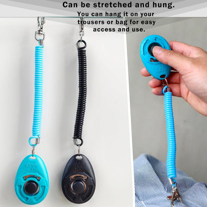 Dog Training Clicker with Sring Wrist and Keyring - Pet Dog Training Clickers for Puppy, Cat, Potty, Bird, Horse, Pet, Trainer Training Tools, Behavior Aids