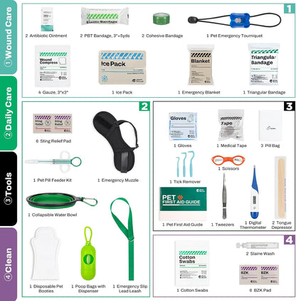 Dog First Aid Kit, Pet Emergency Kit for Daily & Wound Care