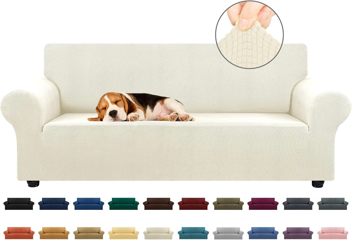 Stretch Couch Covers for Sofa, 3 Cushion Couch Slipcover,Black | 1-Piece Washable Sofa Cover Pet Friendly(78"-94") Furniture Protector Soft Jacquard, Elastic Bottom for Dogs & Kids