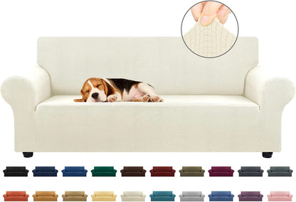 Stretch Couch Covers for Sofa, 3 Cushion Couch Slipcover,Black | 1-Piece Washable Sofa Cover Pet Friendly(78"-94") Furniture Protector Soft Jacquard, Elastic Bottom for Dogs & Kids