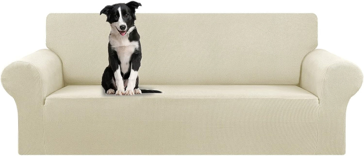 Stretch Couch Covers for Sofa, 3 Cushion Couch Slipcover,Black | 1-Piece Washable Sofa Cover Pet Friendly(78"-94") Furniture Protector Soft Jacquard, Elastic Bottom for Dogs & Kids