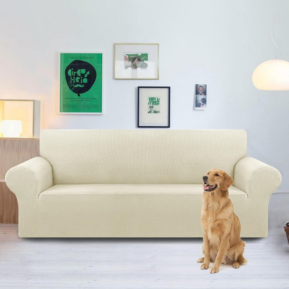 Stretch Couch Covers for Sofa, 3 Cushion Couch Slipcover,Black | 1-Piece Washable Sofa Cover Pet Friendly(78"-94") Furniture Protector Soft Jacquard, Elastic Bottom for Dogs & Kids