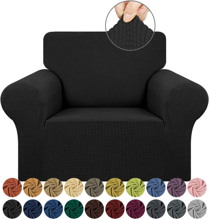 Stretch Couch Covers for Sofa, 3 Cushion Couch Slipcover,Black | 1-Piece Washable Sofa Cover Pet Friendly(78"-94") Furniture Protector Soft Jacquard, Elastic Bottom for Dogs & Kids