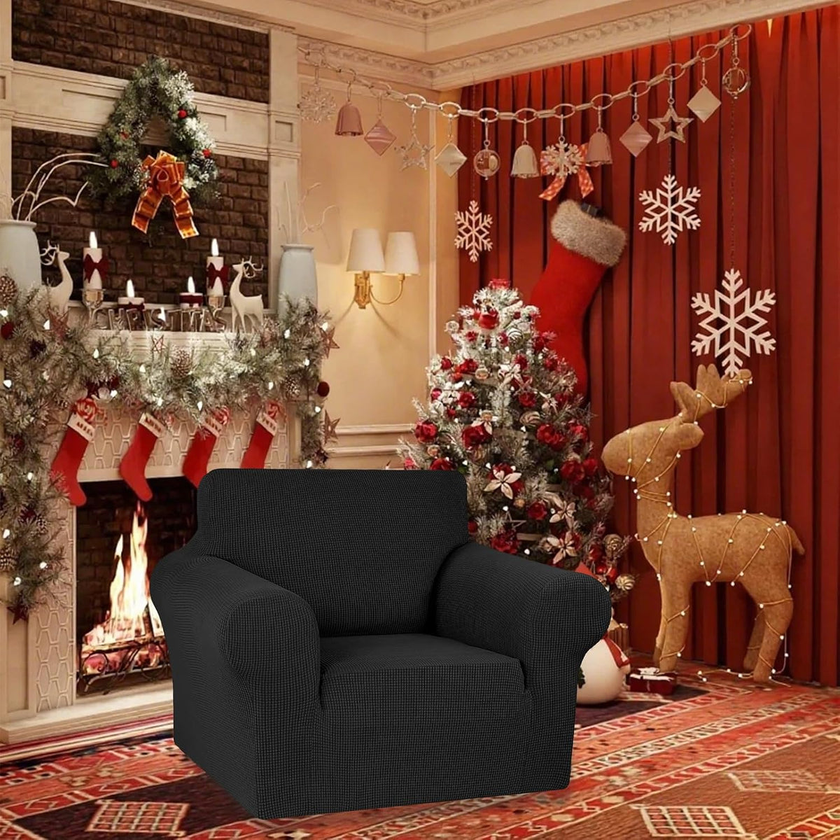 Stretch Couch Covers for Sofa, 3 Cushion Couch Slipcover,Black | 1-Piece Washable Sofa Cover Pet Friendly(78"-94") Furniture Protector Soft Jacquard, Elastic Bottom for Dogs & Kids