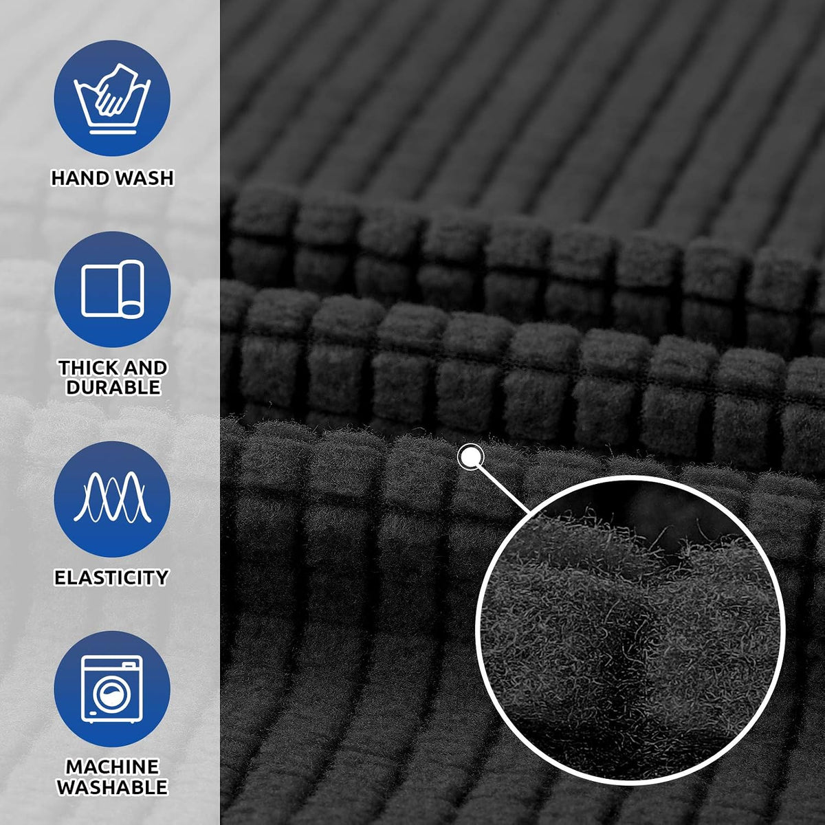 Stretch Couch Covers for Sofa, 3 Cushion Couch Slipcover,Black | 1-Piece Washable Sofa Cover Pet Friendly(78"-94") Furniture Protector Soft Jacquard, Elastic Bottom for Dogs & Kids