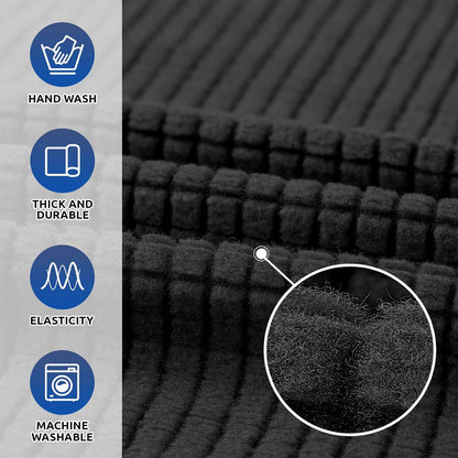 Stretch Couch Covers for Sofa, 3 Cushion Couch Slipcover,Black | 1-Piece Washable Sofa Cover Pet Friendly(78"-94") Furniture Protector Soft Jacquard, Elastic Bottom for Dogs & Kids
