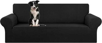 Stretch Couch Covers for Sofa, 3 Cushion Couch Slipcover,Black | 1-Piece Washable Sofa Cover Pet Friendly(78"-94") Furniture Protector Soft Jacquard, Elastic Bottom for Dogs & Kids