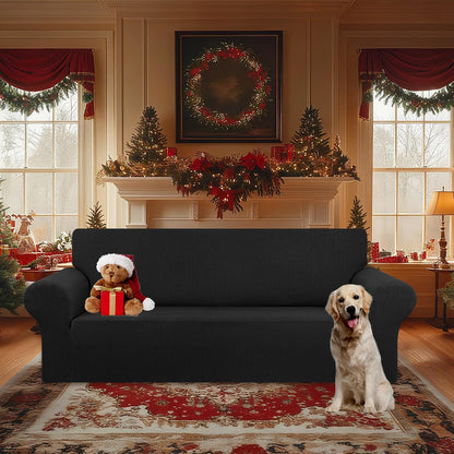 Stretch Couch Covers for Sofa, 3 Cushion Couch Slipcover,Black | 1-Piece Washable Sofa Cover Pet Friendly(78"-94") Furniture Protector Soft Jacquard, Elastic Bottom for Dogs & Kids