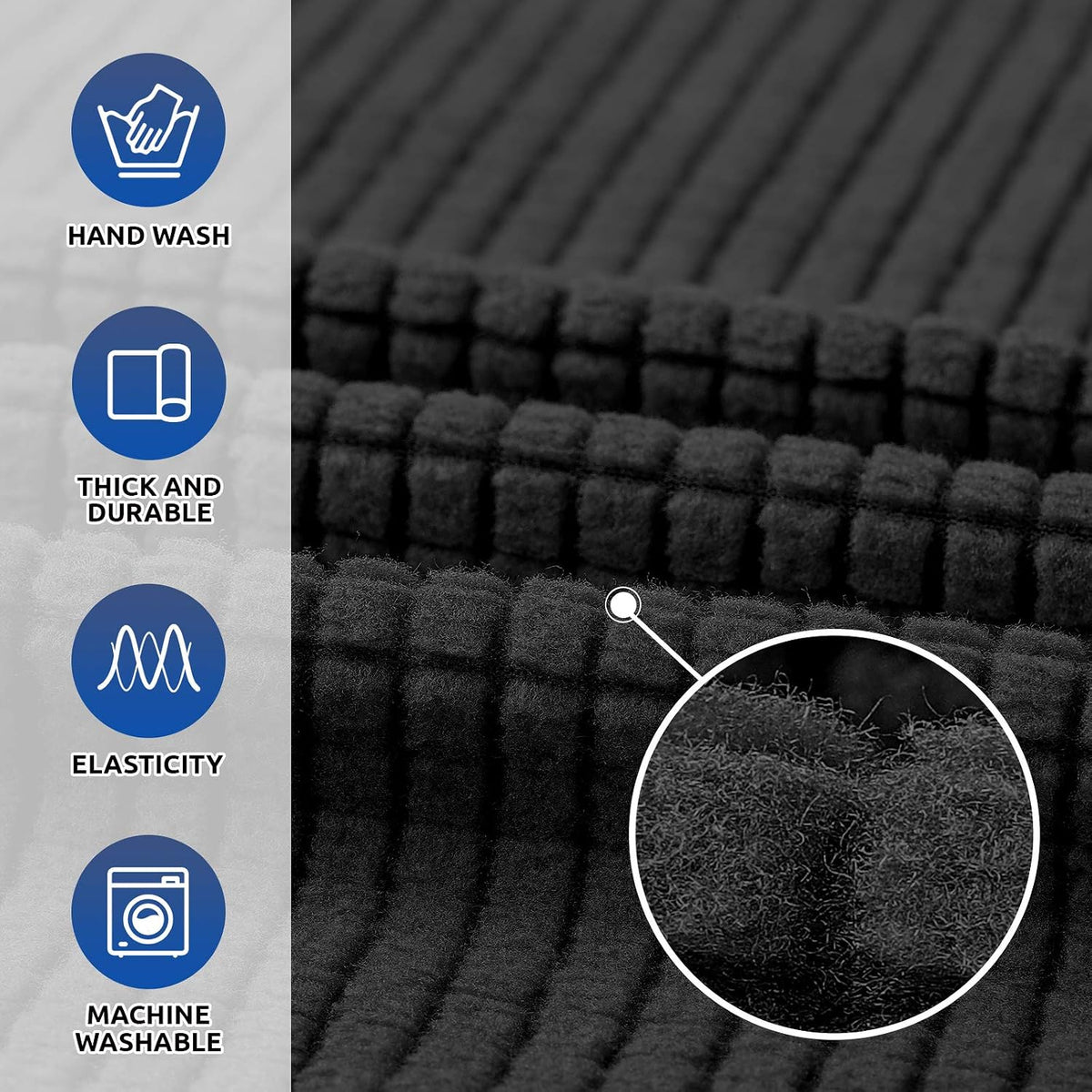 Stretch Couch Covers for Sofa, 3 Cushion Couch Slipcover,Black | 1-Piece Washable Sofa Cover Pet Friendly(78"-94") Furniture Protector Soft Jacquard, Elastic Bottom for Dogs & Kids