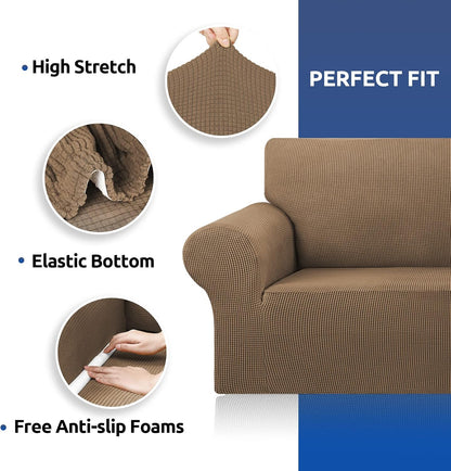 Stretch Couch Covers for Sofa, 3 Cushion Couch Slipcover,Black | 1-Piece Washable Sofa Cover Pet Friendly(78"-94") Furniture Protector Soft Jacquard, Elastic Bottom for Dogs & Kids