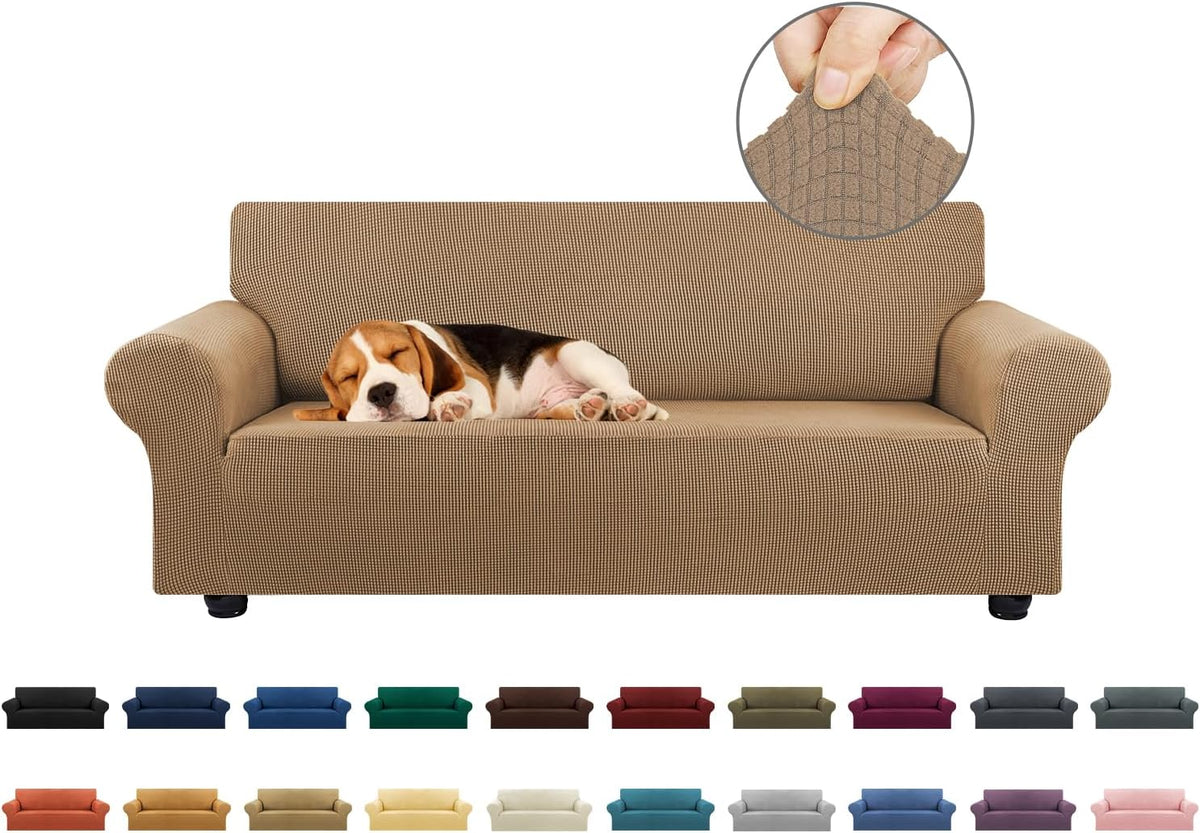 Stretch Couch Covers for Sofa, 3 Cushion Couch Slipcover,Black | 1-Piece Washable Sofa Cover Pet Friendly(78"-94") Furniture Protector Soft Jacquard, Elastic Bottom for Dogs & Kids