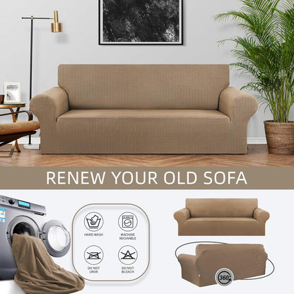 Stretch Couch Covers for Sofa, 3 Cushion Couch Slipcover,Black | 1-Piece Washable Sofa Cover Pet Friendly(78"-94") Furniture Protector Soft Jacquard, Elastic Bottom for Dogs & Kids