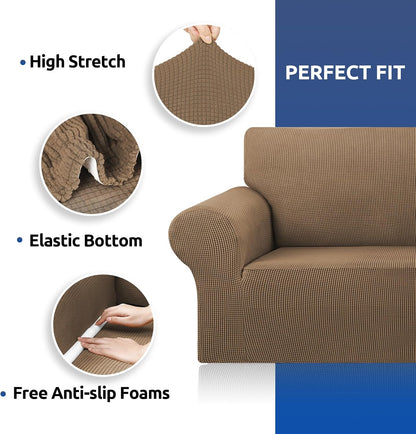 Stretch Couch Covers for Sofa, 3 Cushion Couch Slipcover,Black | 1-Piece Washable Sofa Cover Pet Friendly(78"-94") Furniture Protector Soft Jacquard, Elastic Bottom for Dogs & Kids