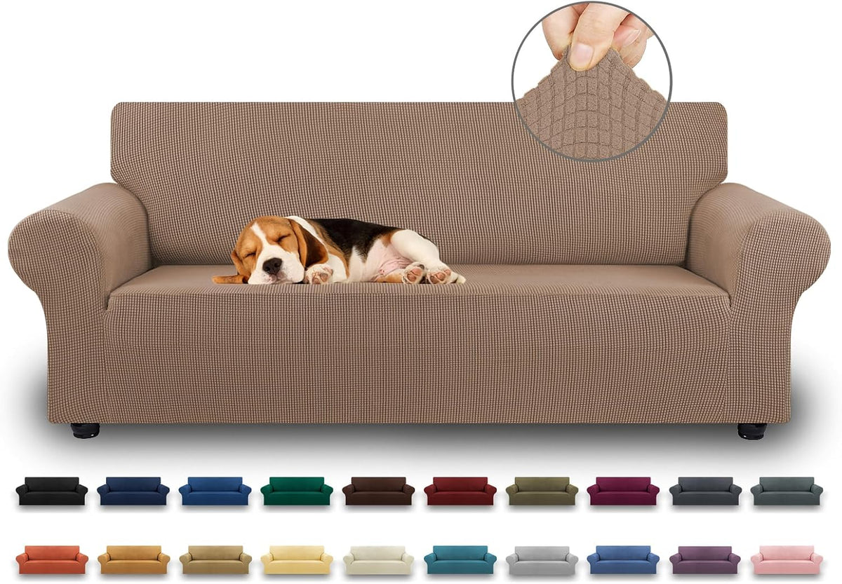 Stretch Couch Covers for Sofa, 3 Cushion Couch Slipcover,Black | 1-Piece Washable Sofa Cover Pet Friendly(78"-94") Furniture Protector Soft Jacquard, Elastic Bottom for Dogs & Kids