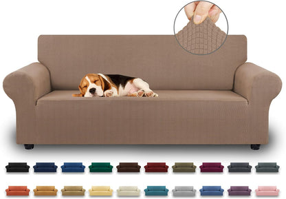Stretch Couch Covers for Sofa, 3 Cushion Couch Slipcover,Black | 1-Piece Washable Sofa Cover Pet Friendly(78"-94") Furniture Protector Soft Jacquard, Elastic Bottom for Dogs & Kids