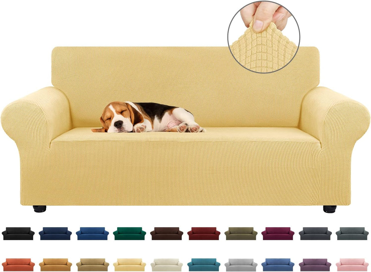 Stretch Couch Covers for Sofa, 3 Cushion Couch Slipcover,Black | 1-Piece Washable Sofa Cover Pet Friendly(78"-94") Furniture Protector Soft Jacquard, Elastic Bottom for Dogs & Kids