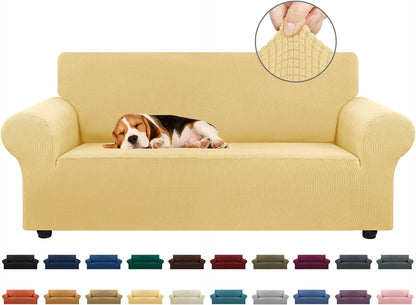 Stretch Couch Covers for Sofa, 3 Cushion Couch Slipcover,Black | 1-Piece Washable Sofa Cover Pet Friendly(78"-94") Furniture Protector Soft Jacquard, Elastic Bottom for Dogs & Kids