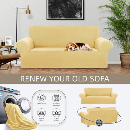 Stretch Couch Covers for Sofa, 3 Cushion Couch Slipcover,Black | 1-Piece Washable Sofa Cover Pet Friendly(78"-94") Furniture Protector Soft Jacquard, Elastic Bottom for Dogs & Kids