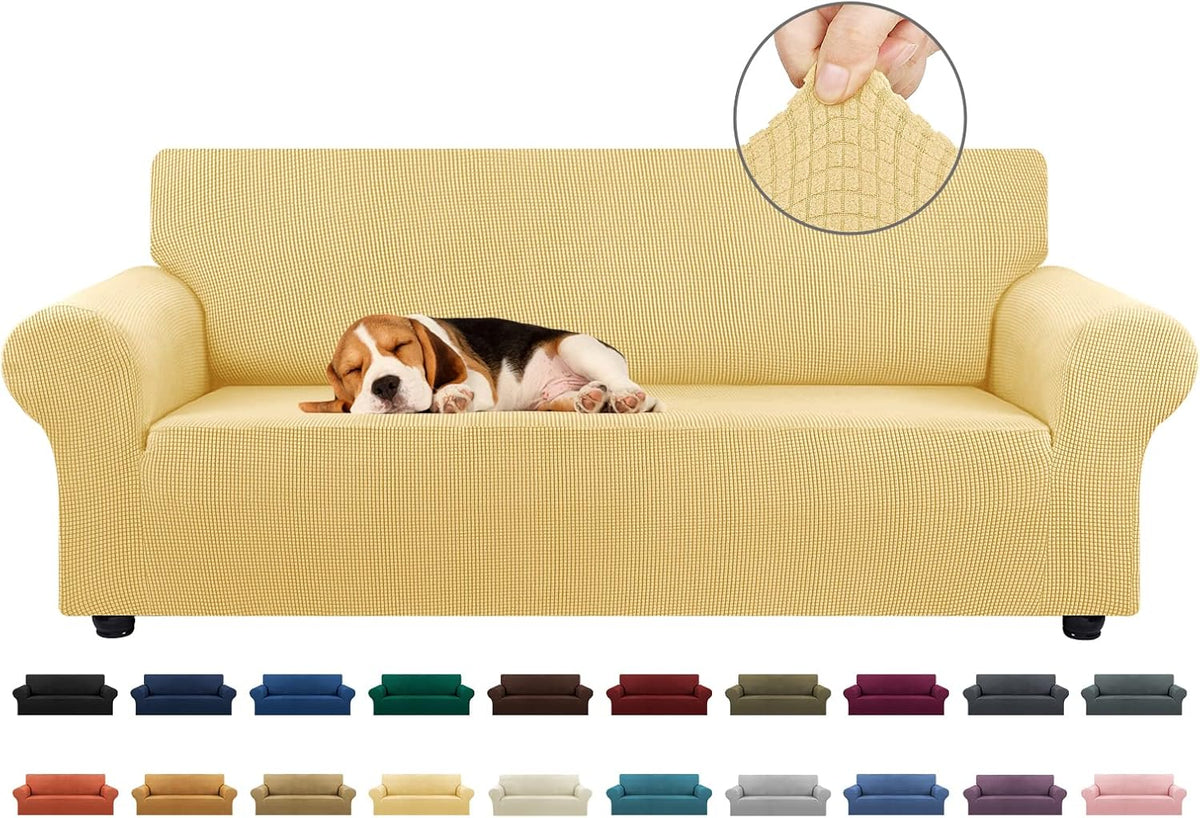 Stretch Couch Covers for Sofa, 3 Cushion Couch Slipcover,Black | 1-Piece Washable Sofa Cover Pet Friendly(78"-94") Furniture Protector Soft Jacquard, Elastic Bottom for Dogs & Kids