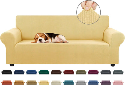 Stretch Couch Covers for Sofa, 3 Cushion Couch Slipcover,Black | 1-Piece Washable Sofa Cover Pet Friendly(78"-94") Furniture Protector Soft Jacquard, Elastic Bottom for Dogs & Kids