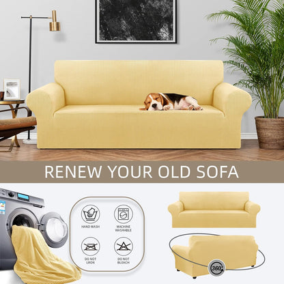 Stretch Couch Covers for Sofa, 3 Cushion Couch Slipcover,Black | 1-Piece Washable Sofa Cover Pet Friendly(78"-94") Furniture Protector Soft Jacquard, Elastic Bottom for Dogs & Kids