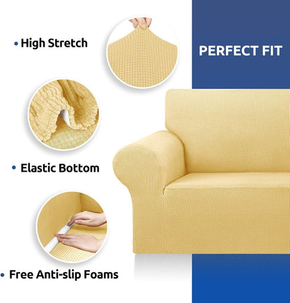 Stretch Couch Covers for Sofa, 3 Cushion Couch Slipcover,Black | 1-Piece Washable Sofa Cover Pet Friendly(78"-94") Furniture Protector Soft Jacquard, Elastic Bottom for Dogs & Kids