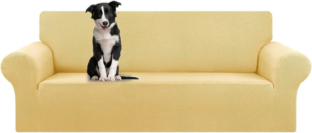 Stretch Couch Covers for Sofa, 3 Cushion Couch Slipcover,Black | 1-Piece Washable Sofa Cover Pet Friendly(78"-94") Furniture Protector Soft Jacquard, Elastic Bottom for Dogs & Kids