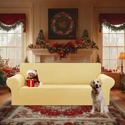 Stretch Couch Covers for Sofa, 3 Cushion Couch Slipcover,Black | 1-Piece Washable Sofa Cover Pet Friendly(78"-94") Furniture Protector Soft Jacquard, Elastic Bottom for Dogs & Kids