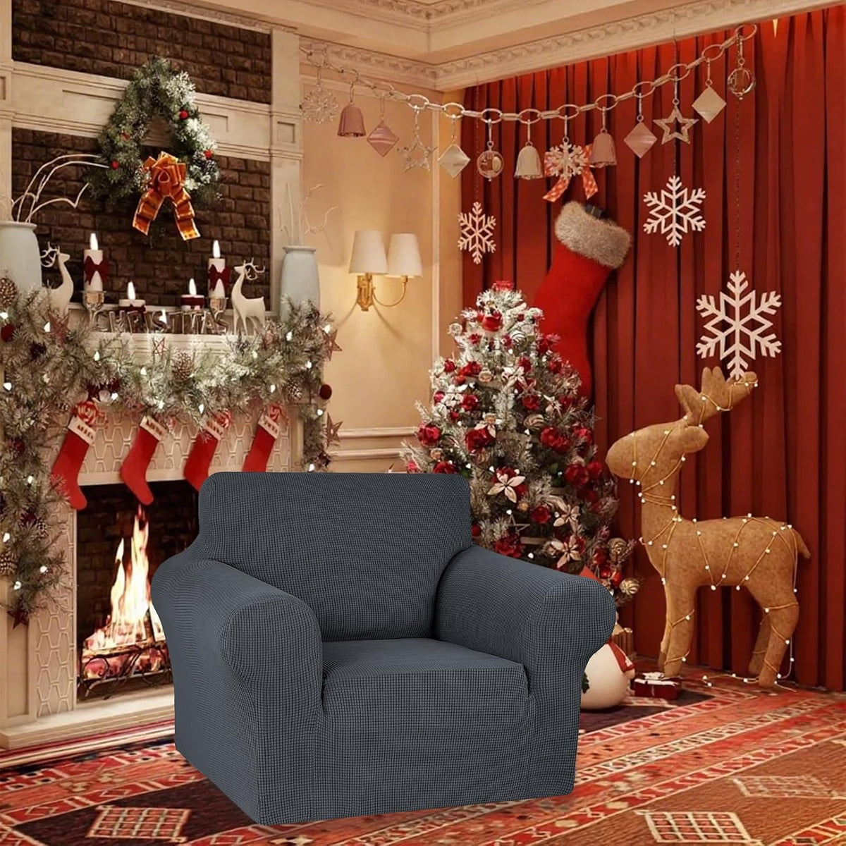 Stretch Couch Covers for Sofa, 3 Cushion Couch Slipcover,Black | 1-Piece Washable Sofa Cover Pet Friendly(78"-94") Furniture Protector Soft Jacquard, Elastic Bottom for Dogs & Kids
