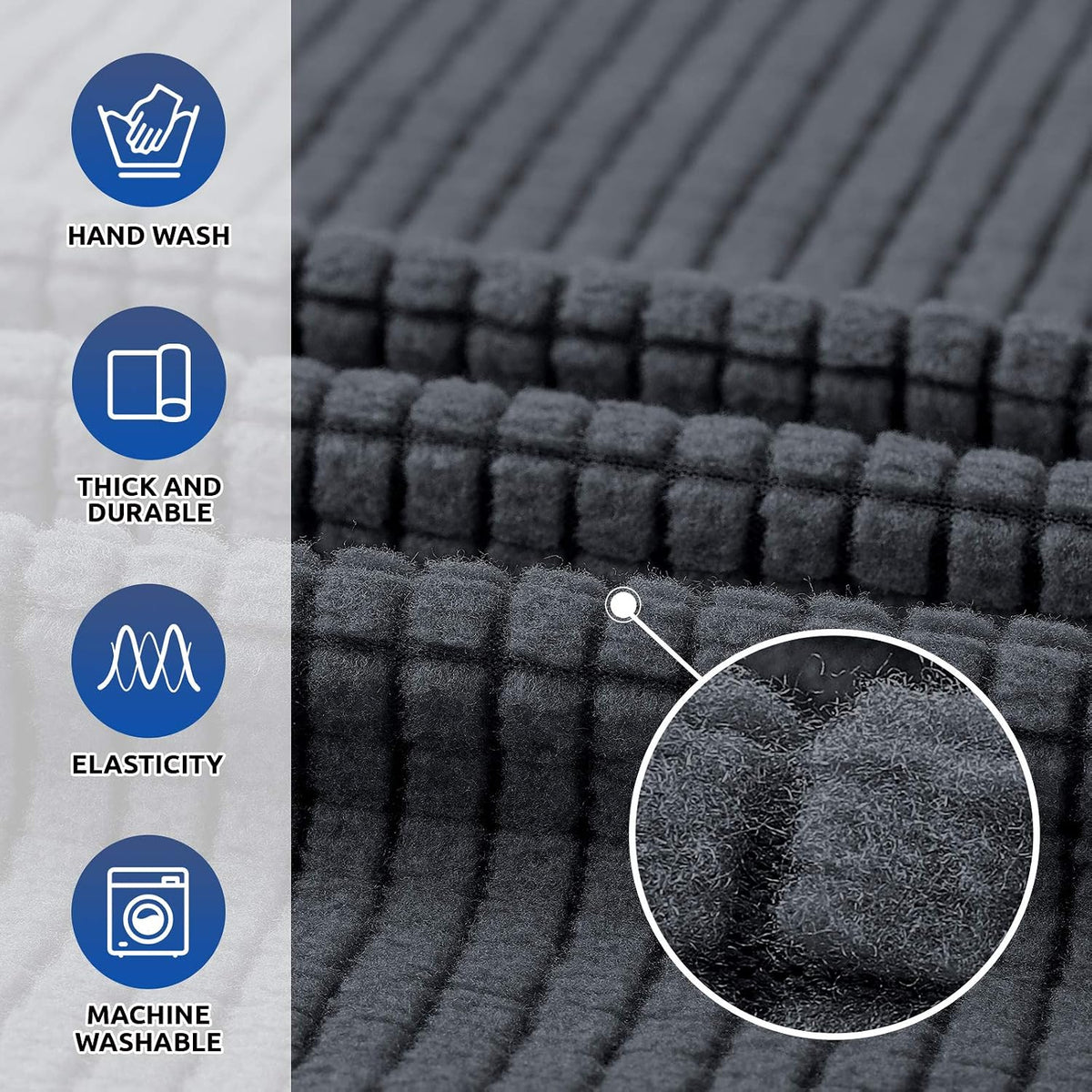 Stretch Couch Covers for Sofa, 3 Cushion Couch Slipcover,Black | 1-Piece Washable Sofa Cover Pet Friendly(78"-94") Furniture Protector Soft Jacquard, Elastic Bottom for Dogs & Kids