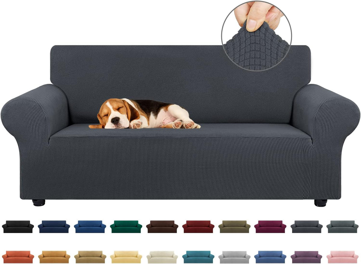 Stretch Couch Covers for Sofa, 3 Cushion Couch Slipcover,Black | 1-Piece Washable Sofa Cover Pet Friendly(78"-94") Furniture Protector Soft Jacquard, Elastic Bottom for Dogs & Kids