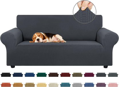 Stretch Couch Covers for Sofa, 3 Cushion Couch Slipcover,Black | 1-Piece Washable Sofa Cover Pet Friendly(78"-94") Furniture Protector Soft Jacquard, Elastic Bottom for Dogs & Kids