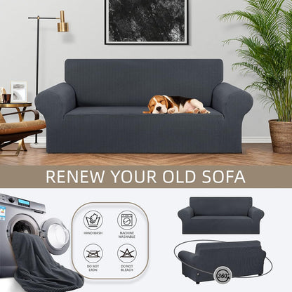 Stretch Couch Covers for Sofa, 3 Cushion Couch Slipcover,Black | 1-Piece Washable Sofa Cover Pet Friendly(78"-94") Furniture Protector Soft Jacquard, Elastic Bottom for Dogs & Kids