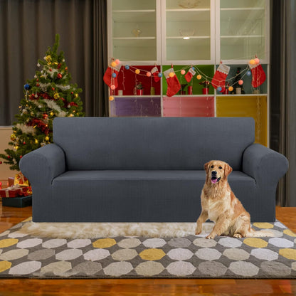 Stretch Couch Covers for Sofa, 3 Cushion Couch Slipcover,Black | 1-Piece Washable Sofa Cover Pet Friendly(78"-94") Furniture Protector Soft Jacquard, Elastic Bottom for Dogs & Kids