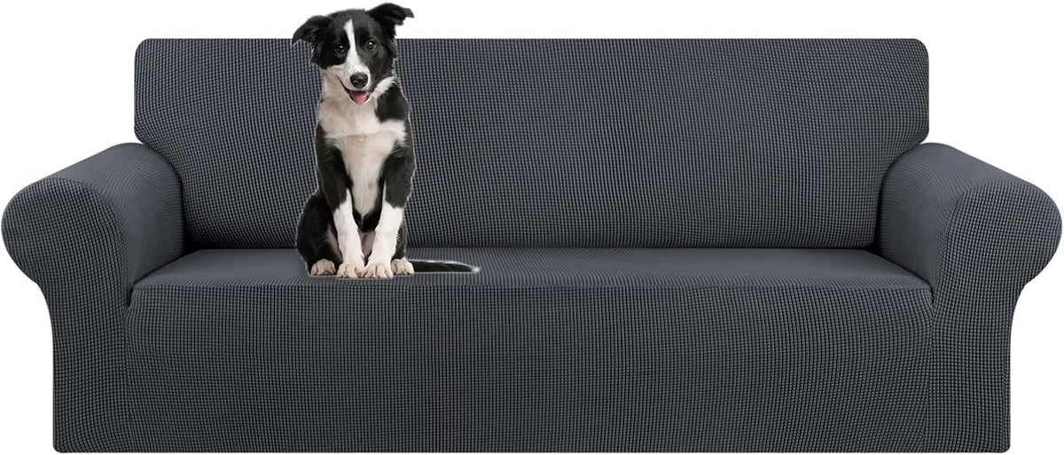 Stretch Couch Covers for Sofa, 3 Cushion Couch Slipcover,Black | 1-Piece Washable Sofa Cover Pet Friendly(78"-94") Furniture Protector Soft Jacquard, Elastic Bottom for Dogs & Kids