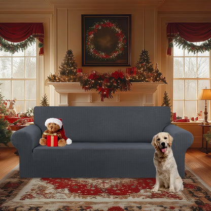 Stretch Couch Covers for Sofa, 3 Cushion Couch Slipcover,Black | 1-Piece Washable Sofa Cover Pet Friendly(78"-94") Furniture Protector Soft Jacquard, Elastic Bottom for Dogs & Kids