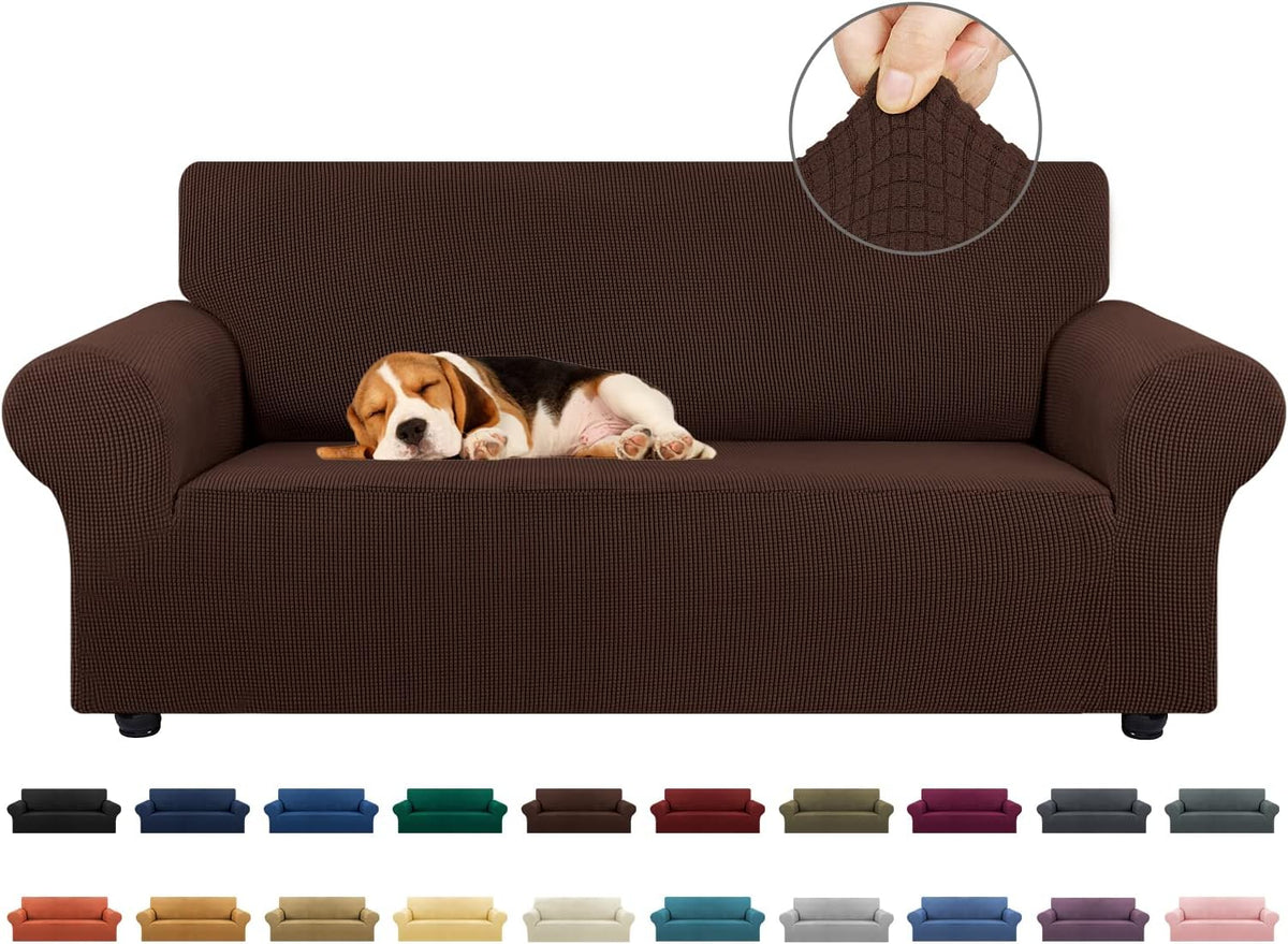 Stretch Couch Covers for Sofa, 3 Cushion Couch Slipcover,Black | 1-Piece Washable Sofa Cover Pet Friendly(78"-94") Furniture Protector Soft Jacquard, Elastic Bottom for Dogs & Kids
