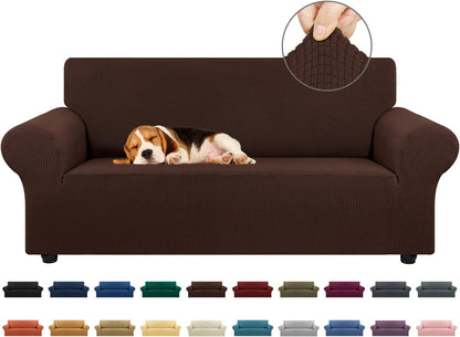 Stretch Couch Covers for Sofa, 3 Cushion Couch Slipcover,Black | 1-Piece Washable Sofa Cover Pet Friendly(78"-94") Furniture Protector Soft Jacquard, Elastic Bottom for Dogs & Kids