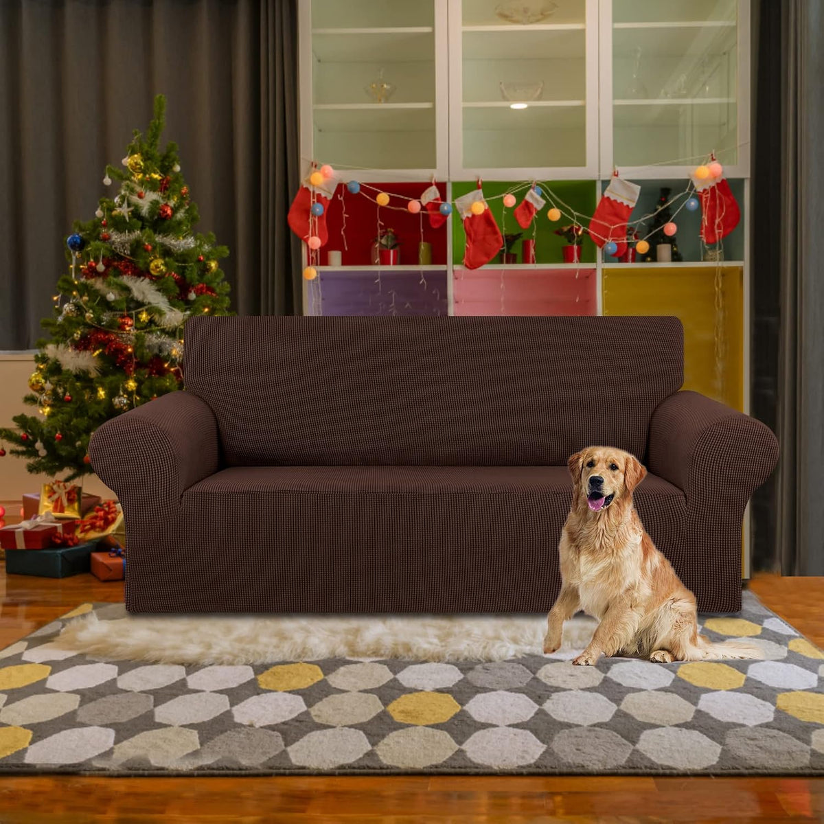 Stretch Couch Covers for Sofa, 3 Cushion Couch Slipcover,Black | 1-Piece Washable Sofa Cover Pet Friendly(78"-94") Furniture Protector Soft Jacquard, Elastic Bottom for Dogs & Kids