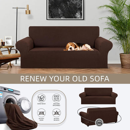 Stretch Couch Covers for Sofa, 3 Cushion Couch Slipcover,Black | 1-Piece Washable Sofa Cover Pet Friendly(78"-94") Furniture Protector Soft Jacquard, Elastic Bottom for Dogs & Kids