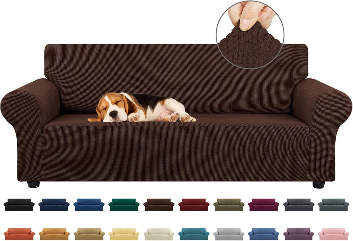 Stretch Couch Covers for Sofa, 3 Cushion Couch Slipcover,Black | 1-Piece Washable Sofa Cover Pet Friendly(78"-94") Furniture Protector Soft Jacquard, Elastic Bottom for Dogs & Kids